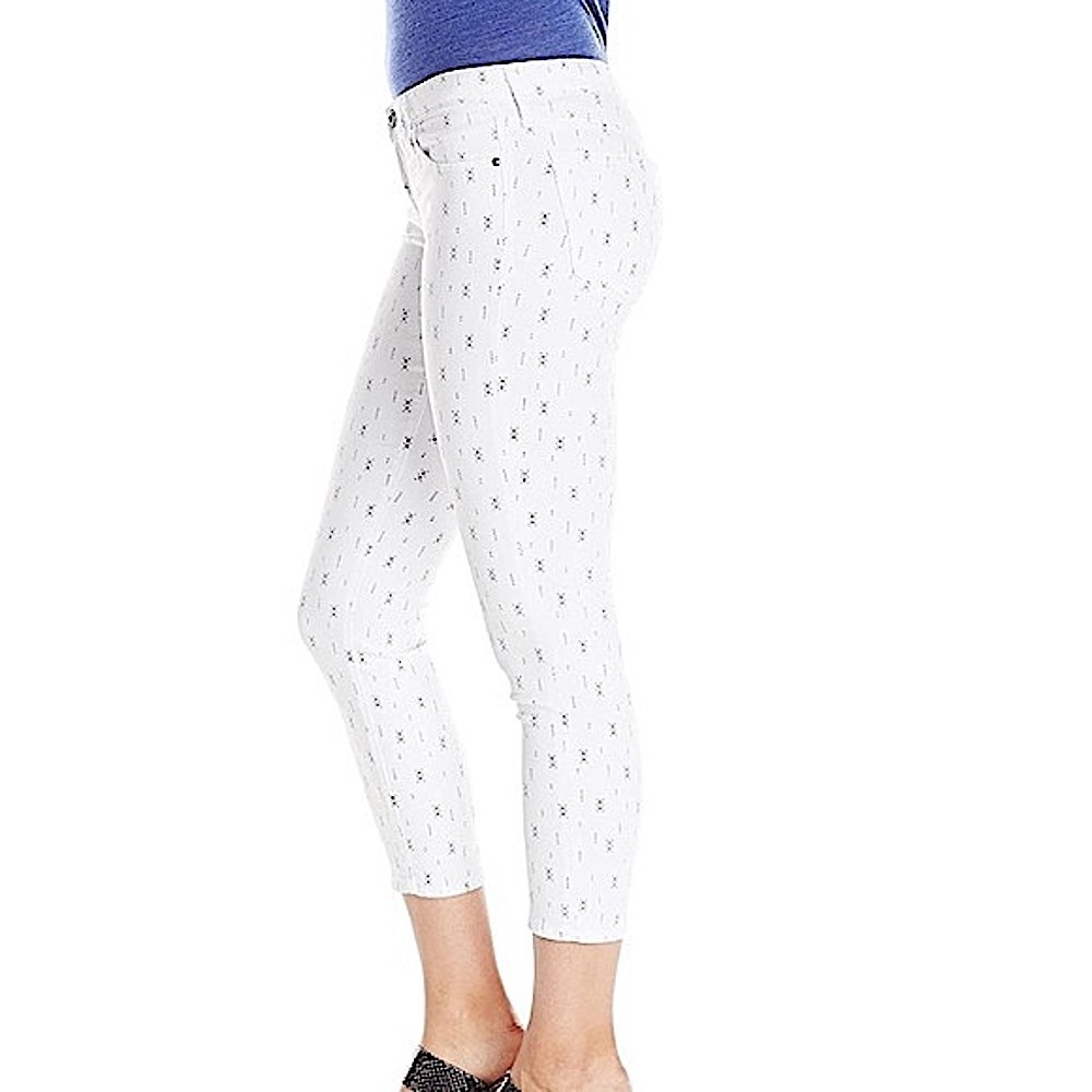 NWOT AG ADRIANO GOLDSCHMIED white stilt mosaic crop bohemian jeans 26 new